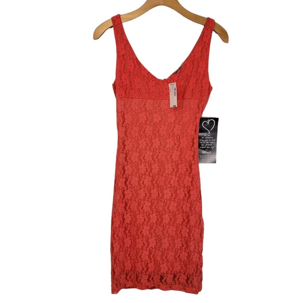 Mandee Red Lace A-Line Knit Lined Dress Sz S Juniors / Women's Y2K Vtg NEW NWT‎